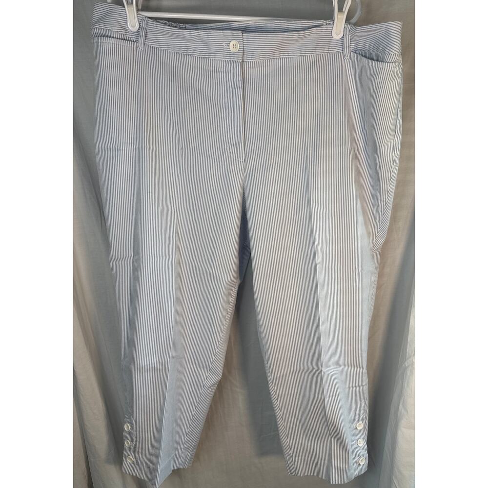 Talbots Perfect Crop Blue and White Striped Capri‎ Pants size 22WP